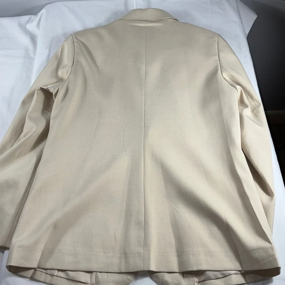 PRETTYGARDEN Women's Spring Medium Khaki Business Casual Blazers Notch Lapel - Picture 6 of 6